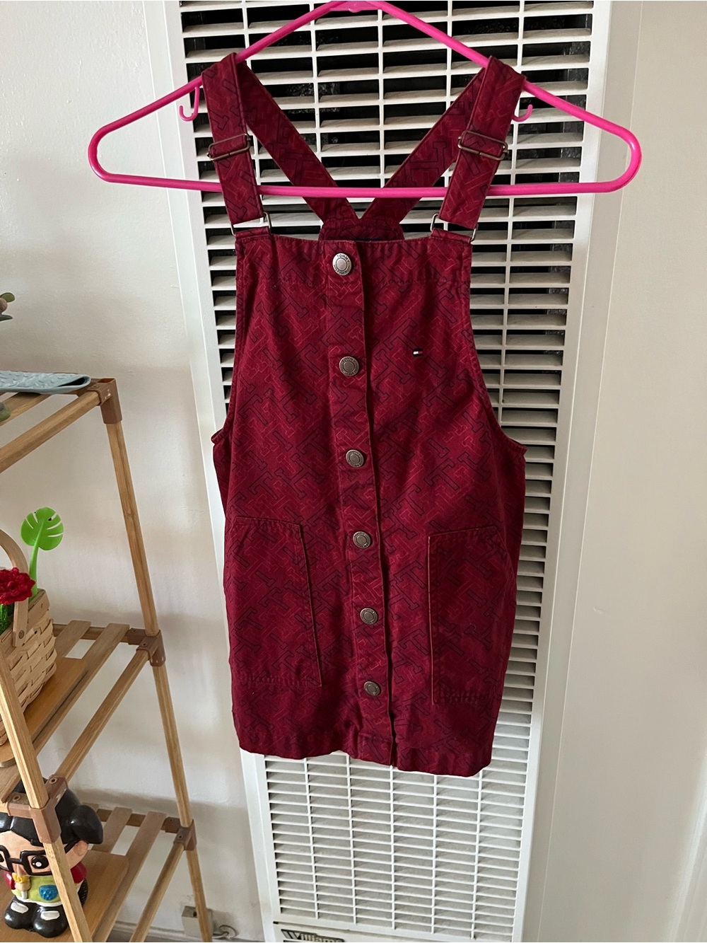 Tommy Hilfiger Red Patterned Overall  Girls Dress Size 7